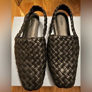 Vince woven leather sling back flats